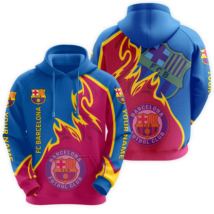 Personalized Barça Q17 3D All over Printed Hoodie and Sweatpants set