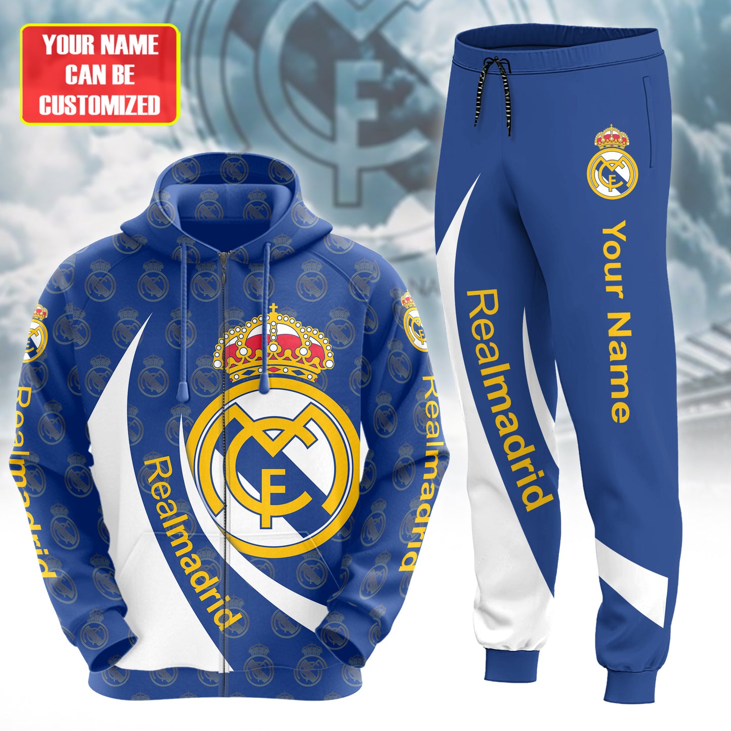 Personalized Real Madrid 3D All over Printed Hoodie and Sweatpants set V13