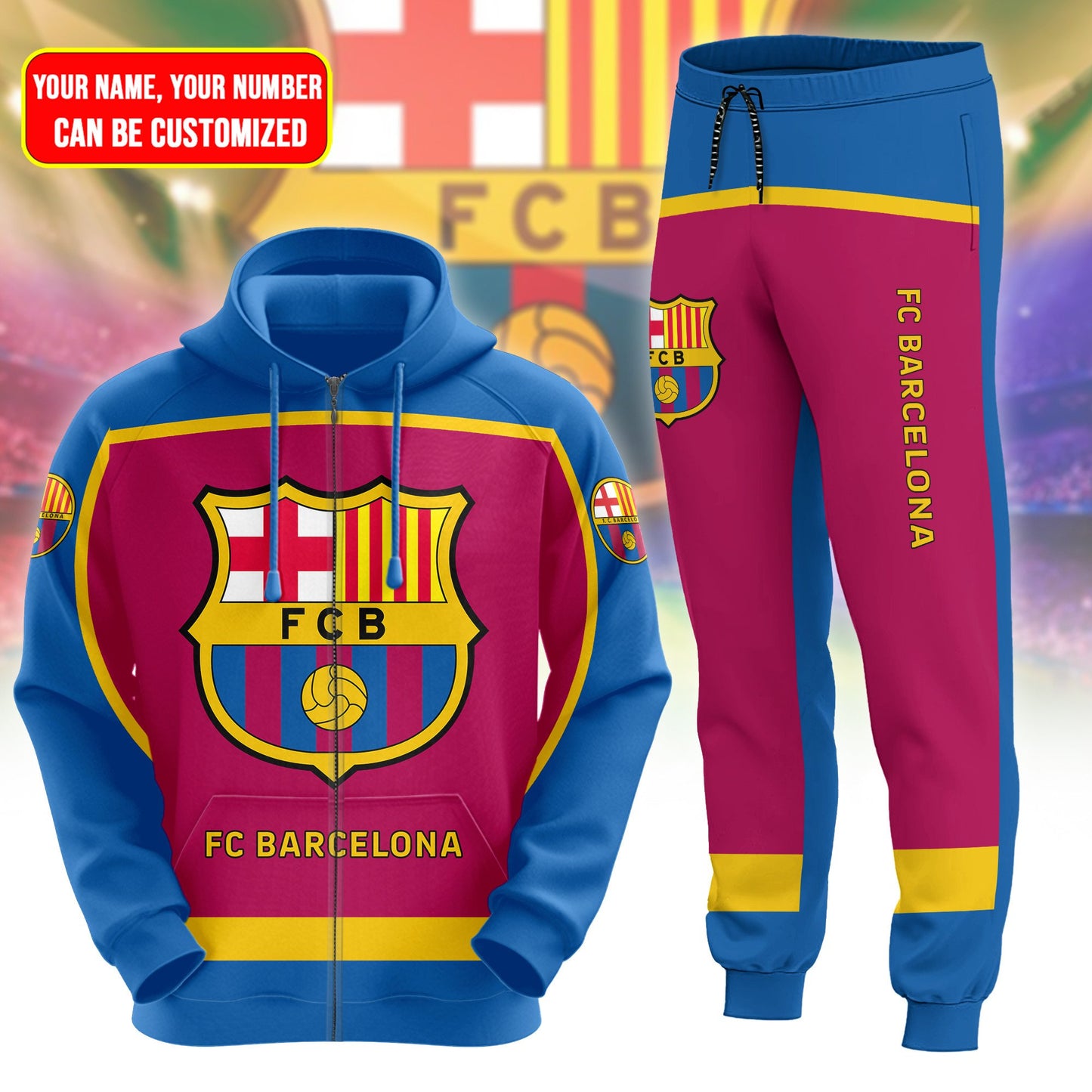 Personalized Barcelona 3D All over Printed Hoodie and Sweatpants set V14