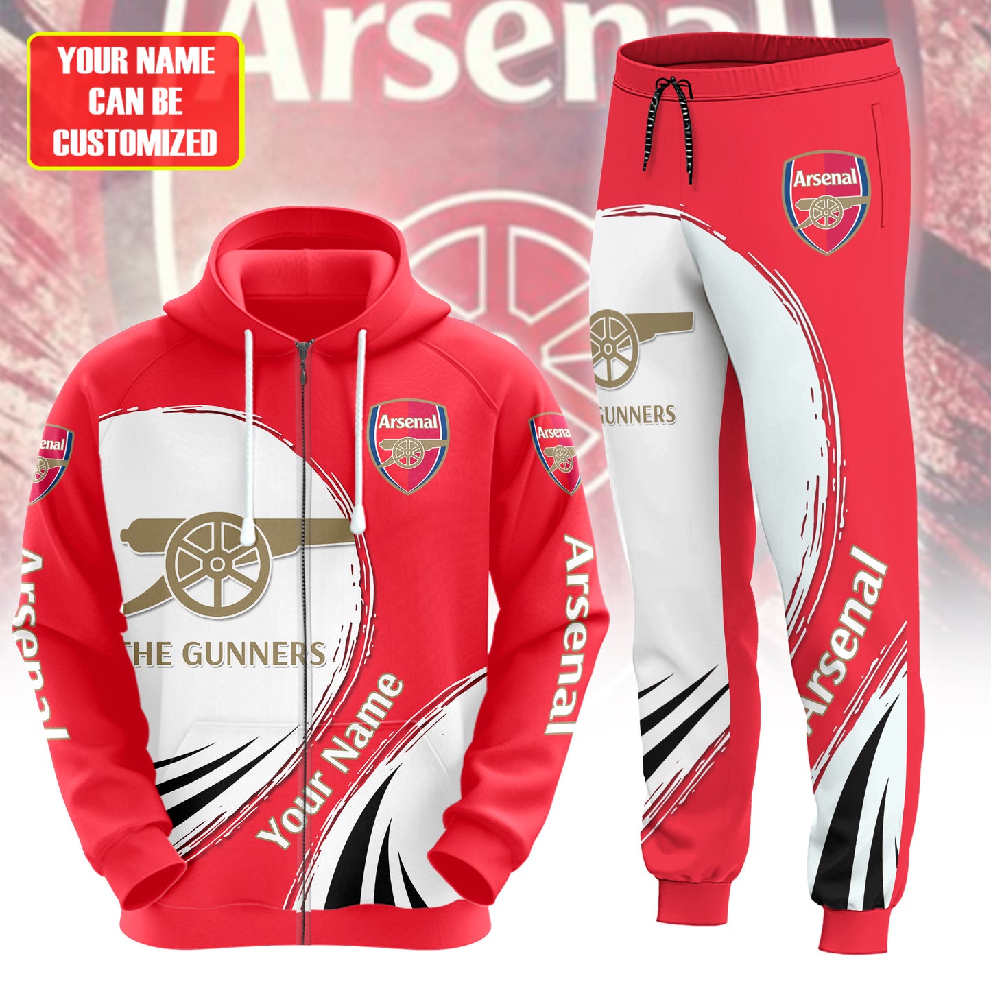 Personalized Arsenal Q6 3D All over Printed Hoodie and Sweatpants set