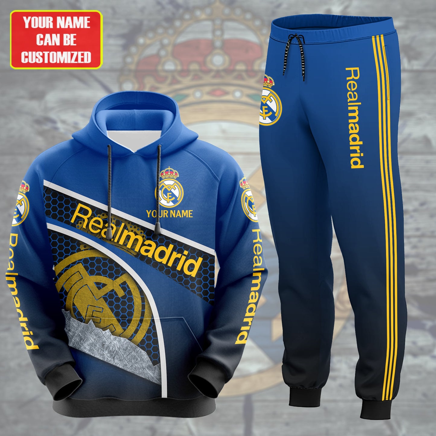 Personalized Real Madrid Q30 3D All over Printed Hoodie and Sweatpants set
