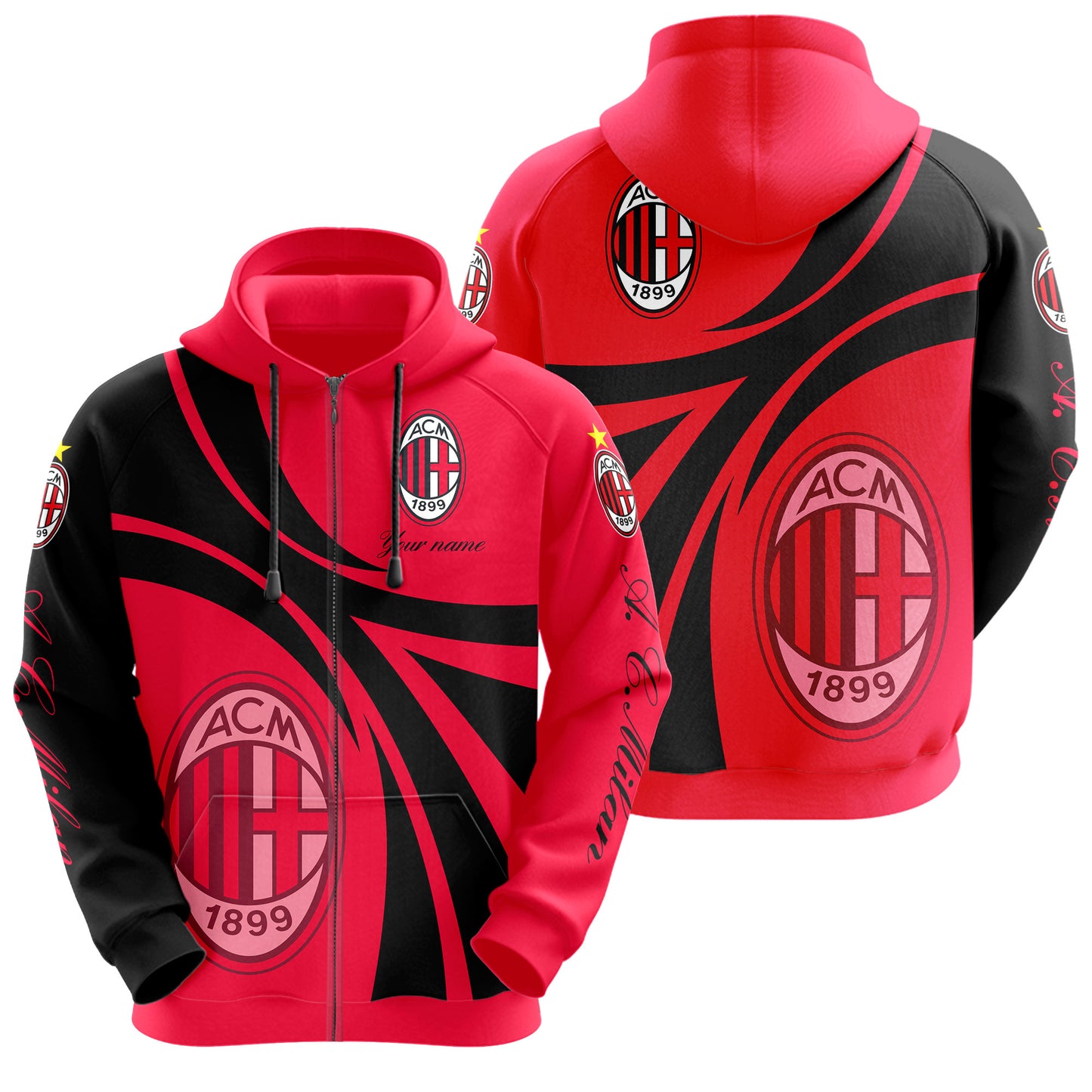 Personalized AC Milan 3D All over Printed Hoodie and Sweatpants set V7