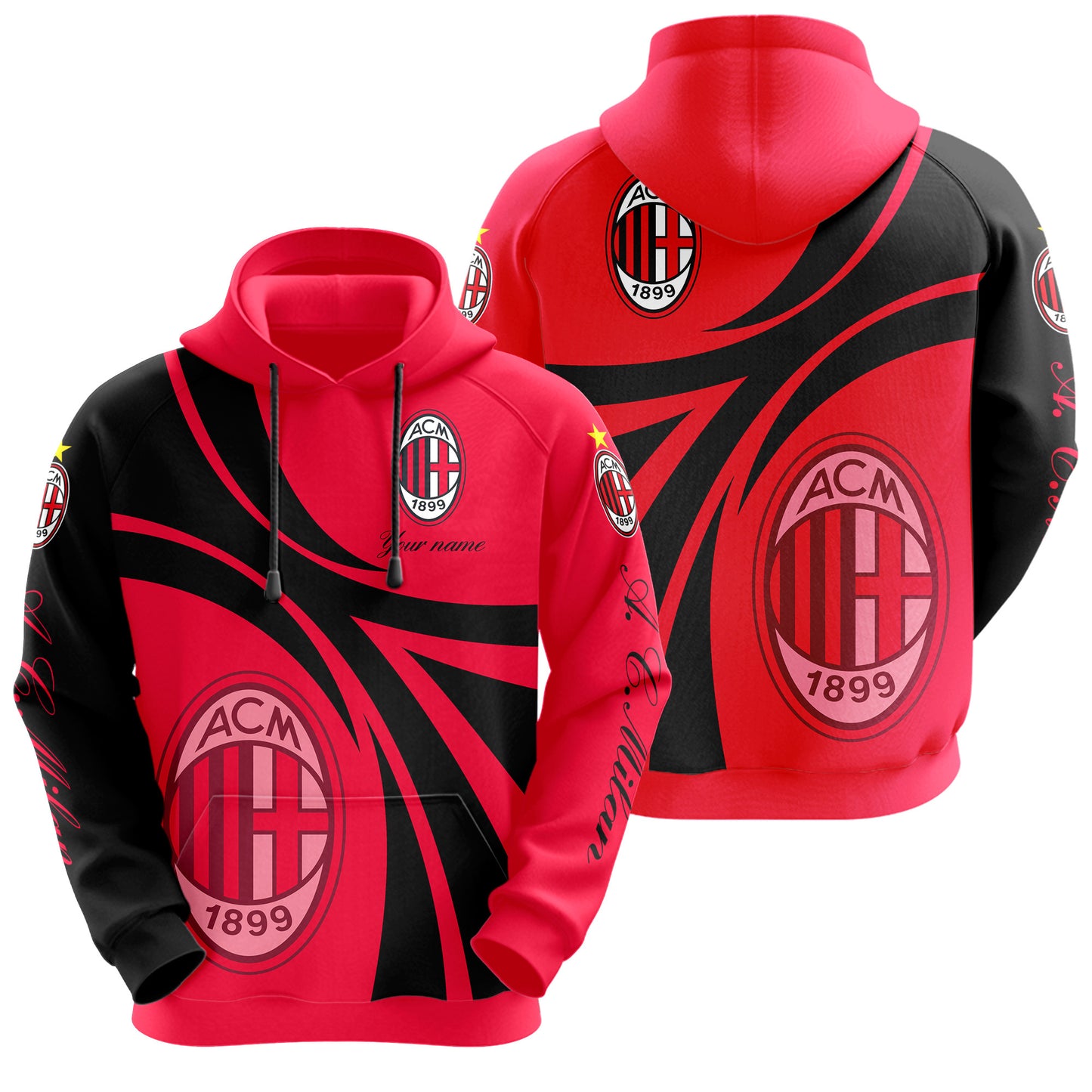 Personalized AC Milan 3D All over Printed Hoodie and Sweatpants set V7