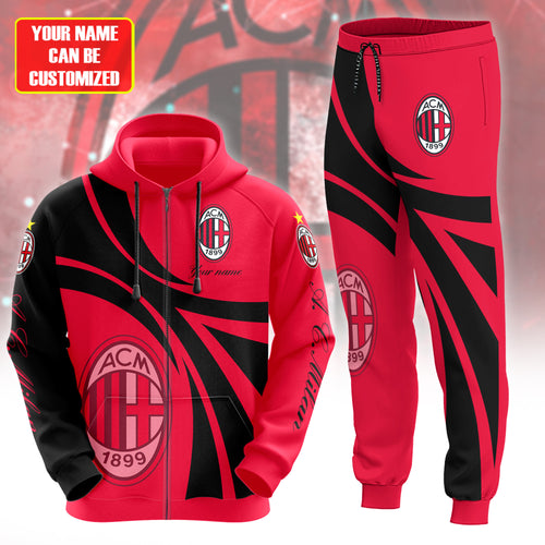 Personalized AC Milan 3D All over Printed Hoodie and Sweatpants set V7