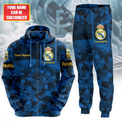 Personalized Real Madrid Camo 3D All over Printed Hoodie and Sweatpants set