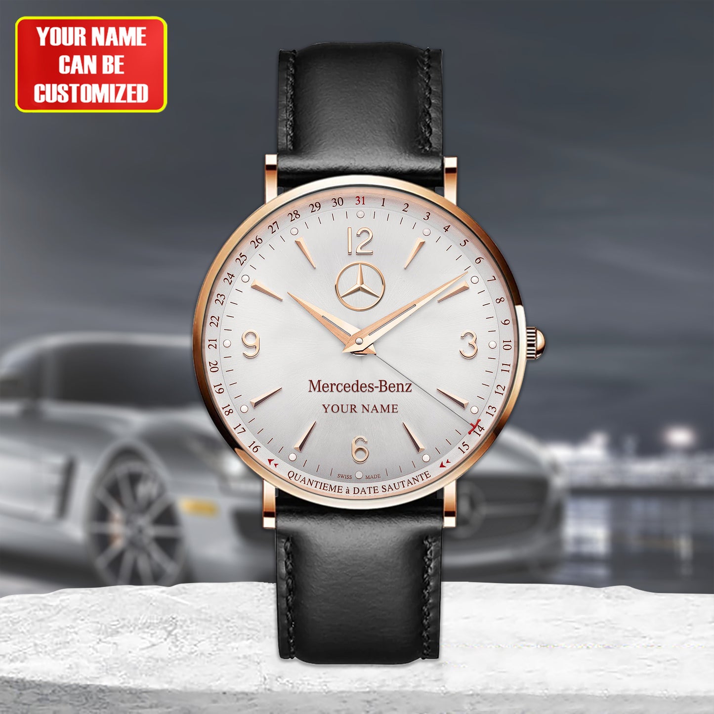 Personalized Merc Jaeger Leather Watch