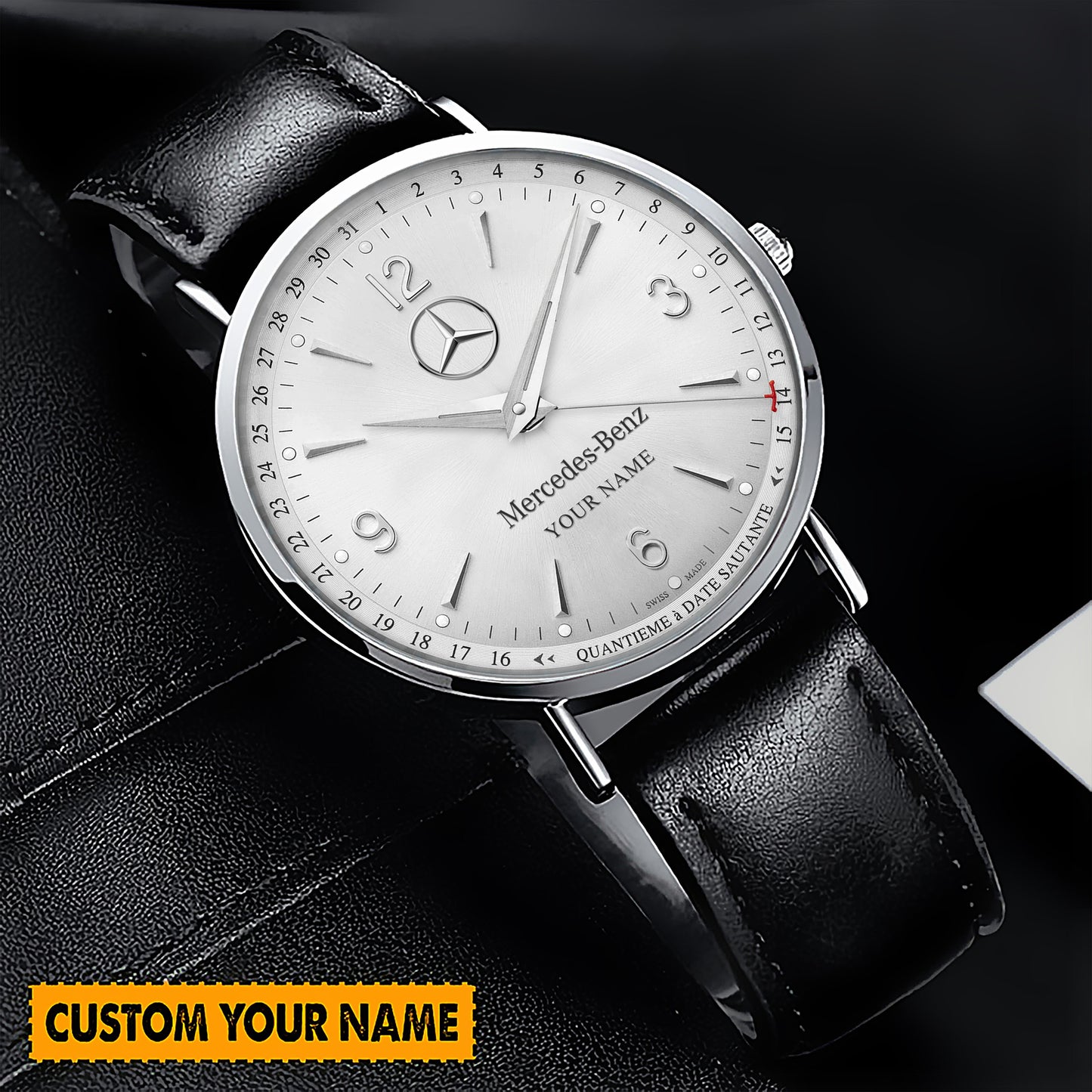 Personalized Merc Jaeger Leather Watch