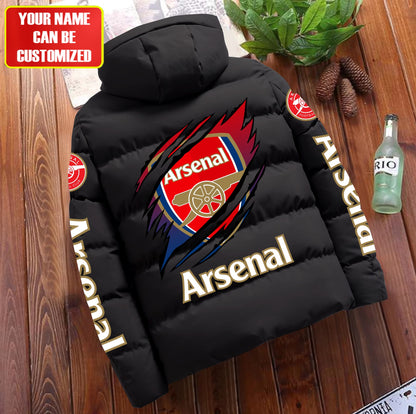 Personalized Arsenal Tear Puffer Jacket With Hood