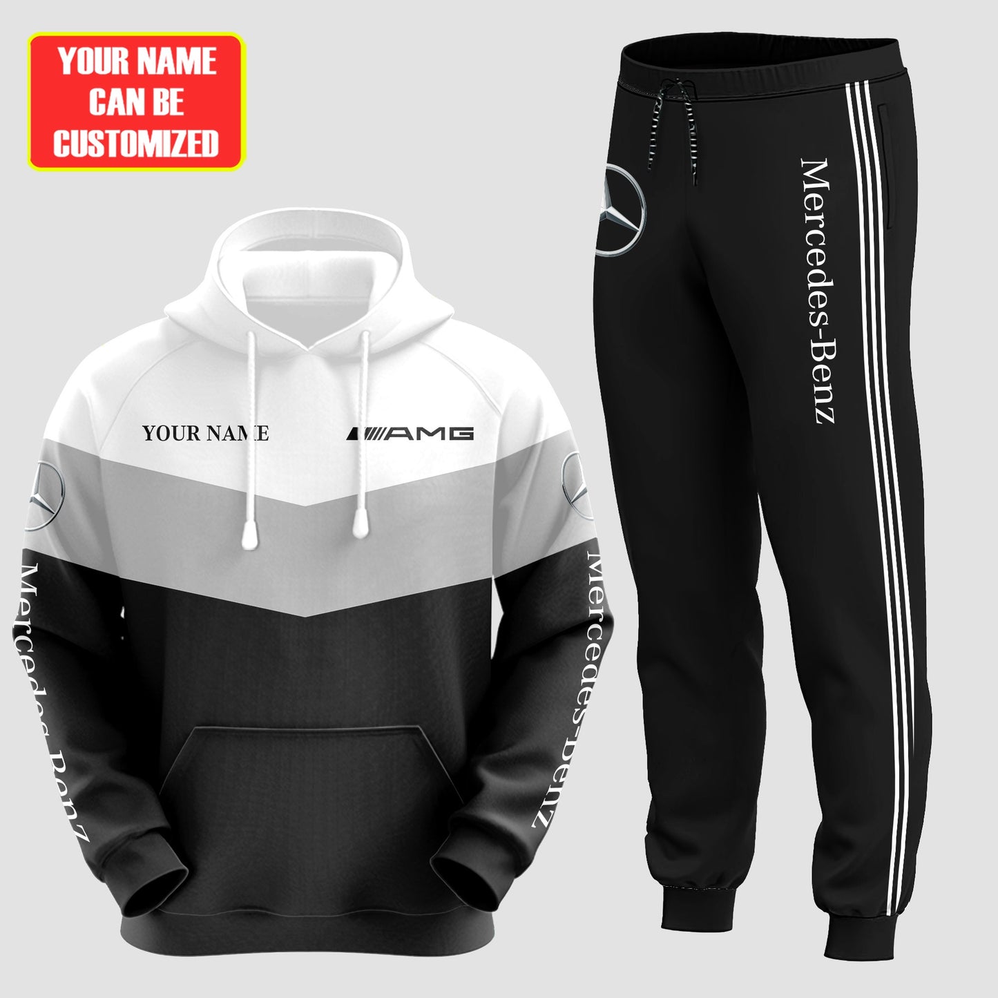 Personalized Merc AMG 3D All over Printed Hoodie and Sweatpants set