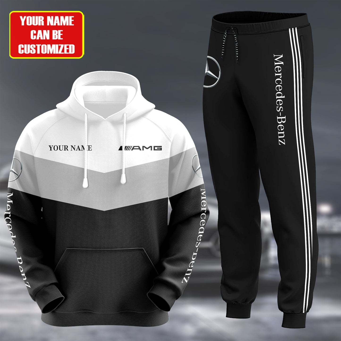 Personalized Merc AMG 3D All over Printed Hoodie and Sweatpants set