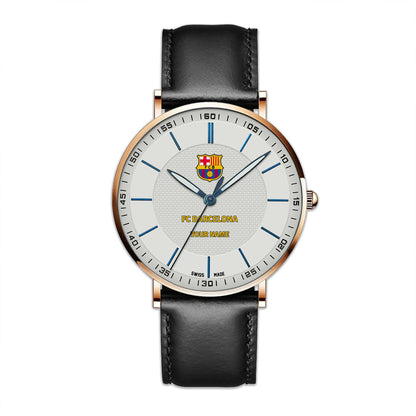 Personalized Barcelona Sapphire Leather Watch