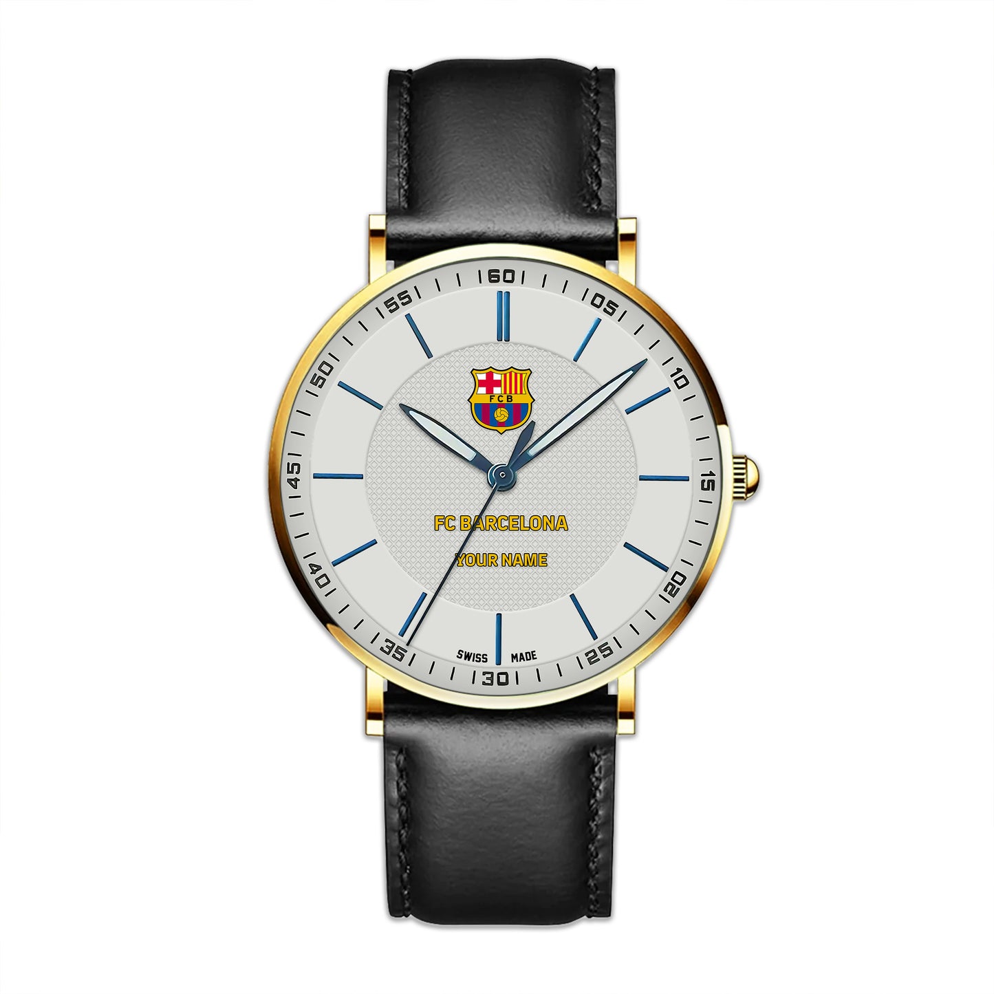 Personalized Barcelona Sapphire Leather Watch