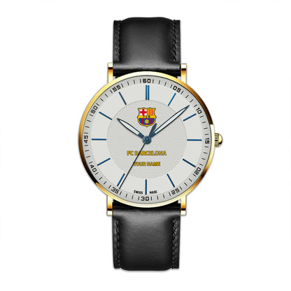 Personalized Barcelona Sapphire Leather Watch
