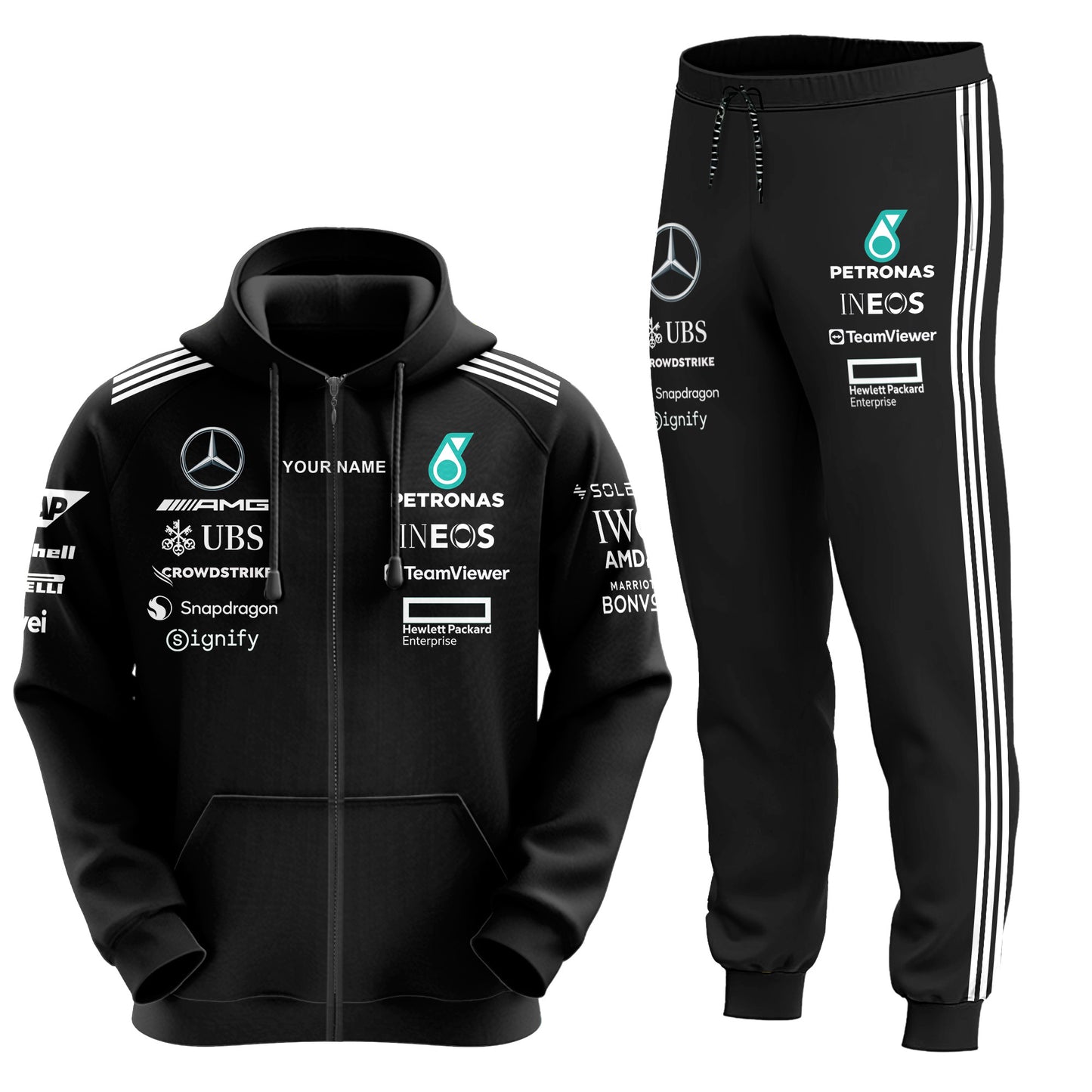 Personalized Merc AMG Petronas Q2 3D All over Printed Hoodie and Sweatpants set
