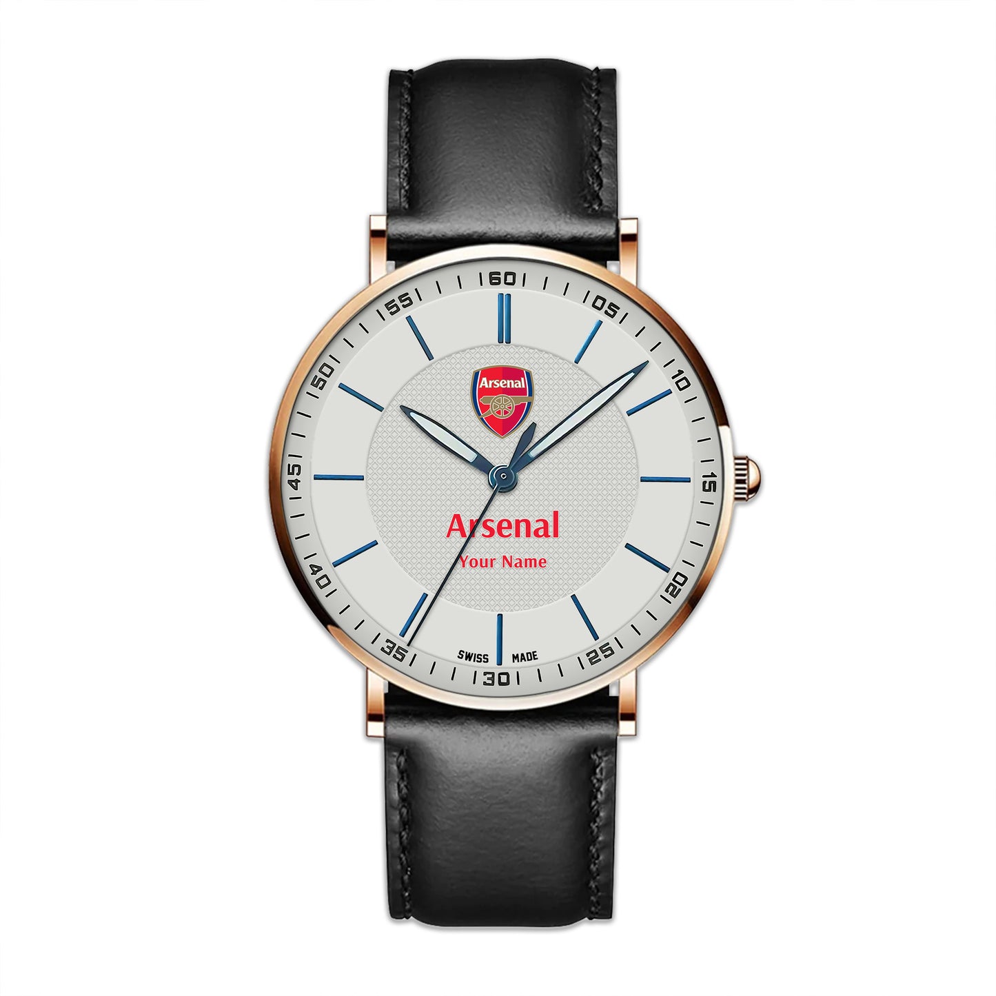 Personalized Arsenal Sapphire Leather Watch