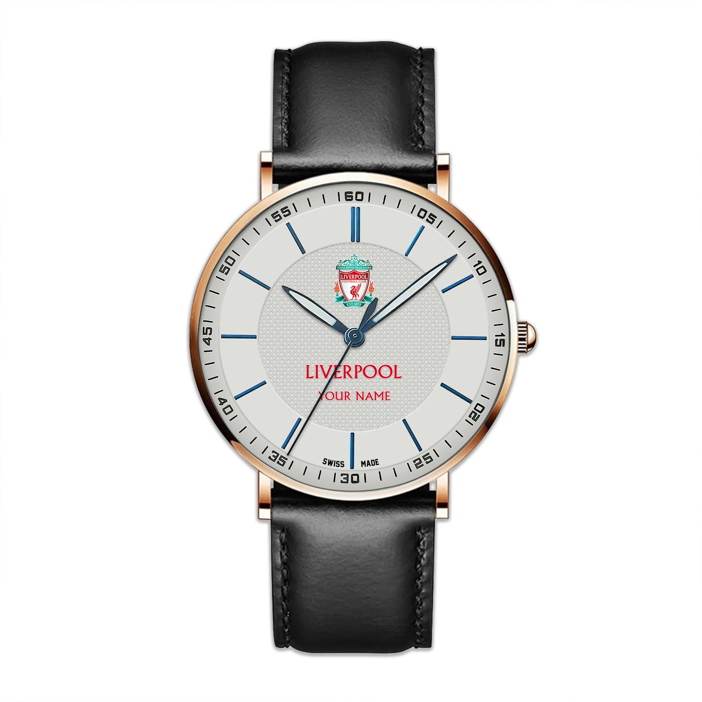 Personalized Liverpool Sapphire Leather Watch