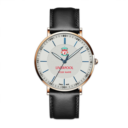 Personalized Liverpool Sapphire Leather Watch