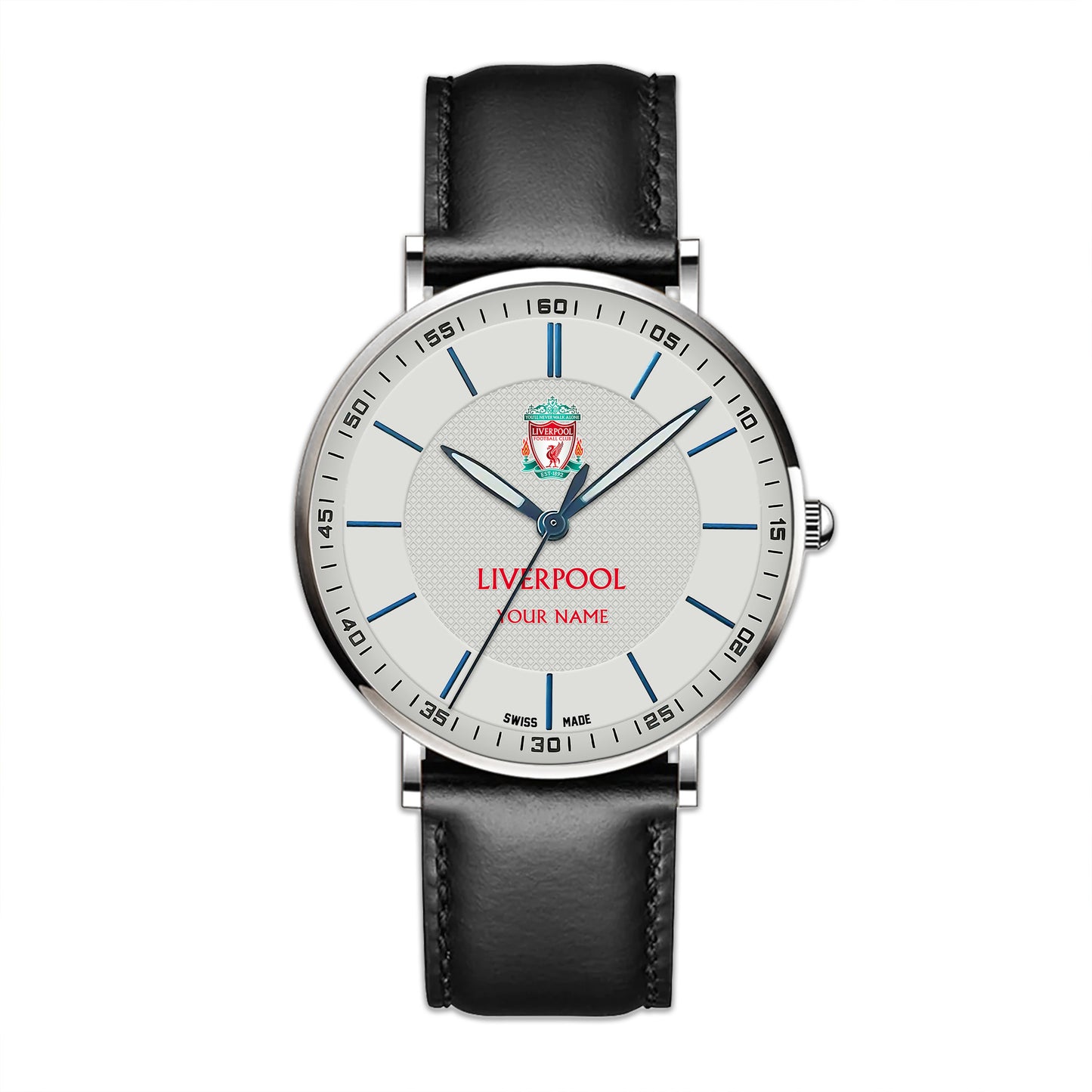 Personalized Liverpool Sapphire Leather Watch