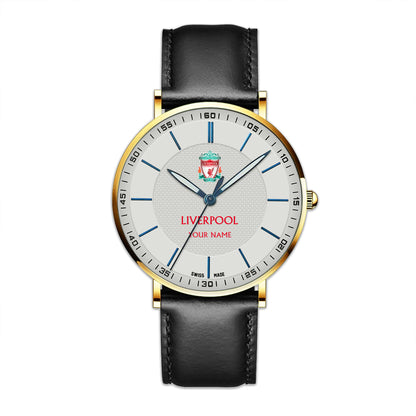Personalized Liverpool Sapphire Leather Watch