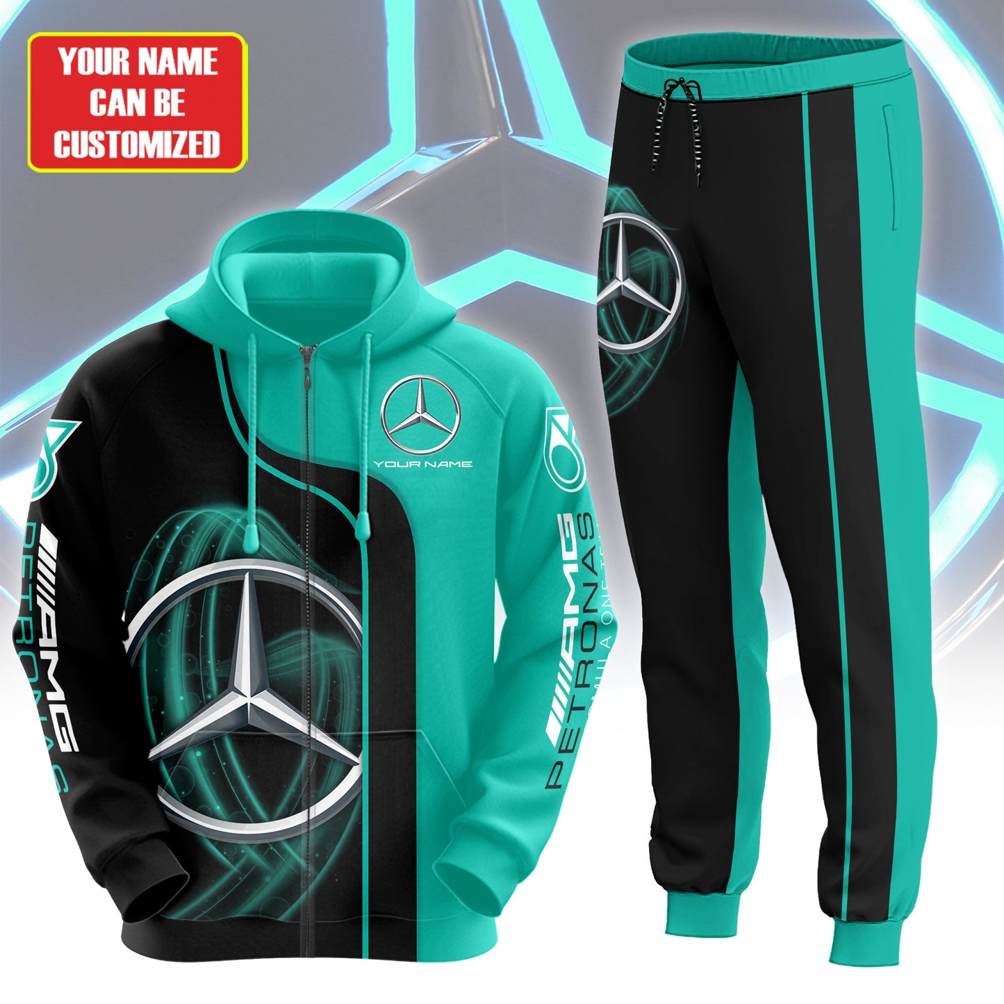 Personalized Merc AMG Petronas 3D All over Printed Hoodie and Sweatpants set V2