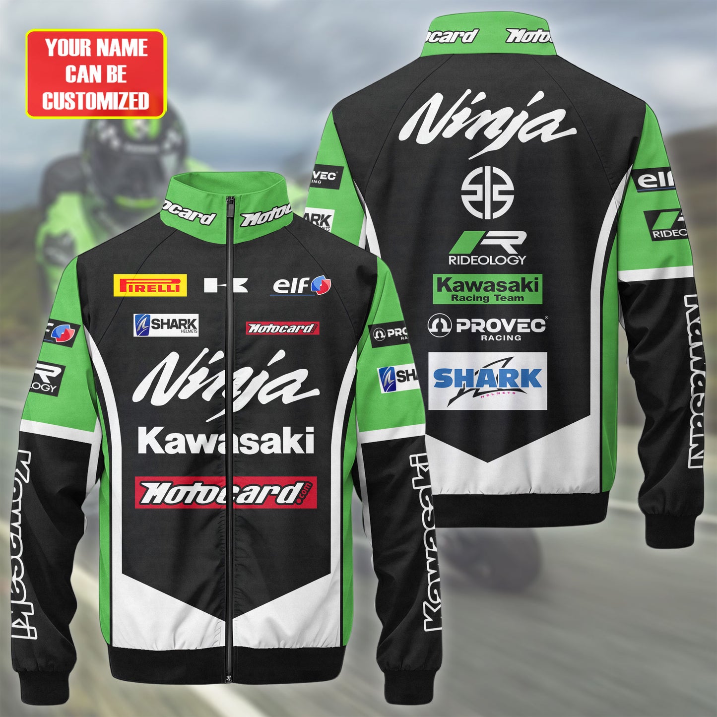 Ninja Motor Kw Zipper Stand Collar Jacket 3D
