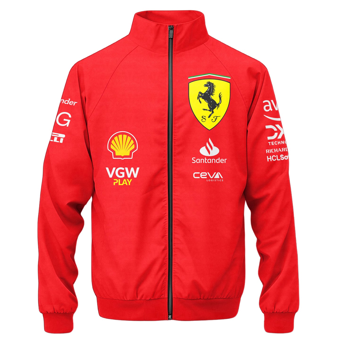 Personalized S.F F1 Team Zipper Stand Collar Jacket 3D