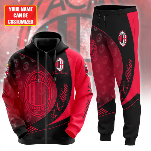 Personalized AC Milan Q6 3D All over Printed Hoodie and Sweatpants set