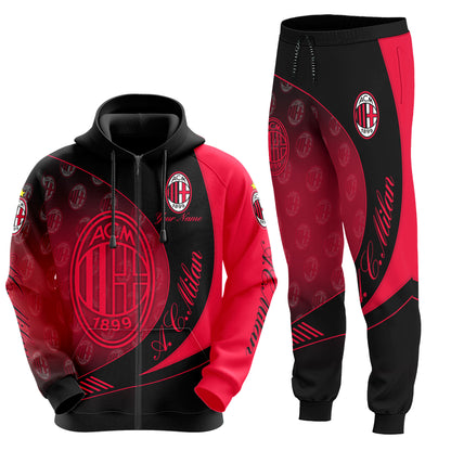 Personalized AC Milan Q6 3D All over Printed Hoodie and Sweatpants set