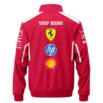 Personalized S.F F1 Team Zipper Stand Collar Jacket 3D