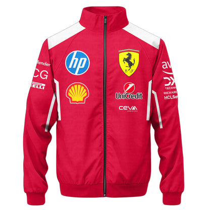 Personalized S.F F1 Team Zipper Stand Collar Jacket 3D