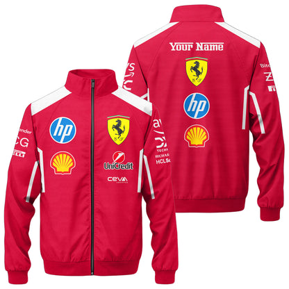 Personalized S.F F1 Team Zipper Stand Collar Jacket 3D