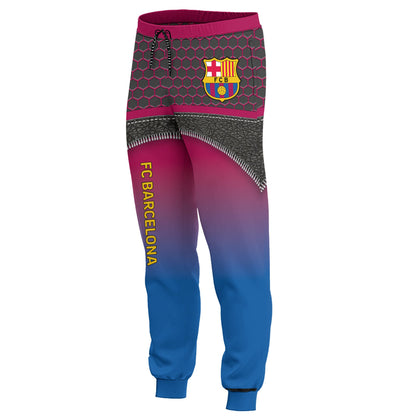 Personalized Barça Leather Pattern 3D All over Printed Hoodie and Sweatpants set
