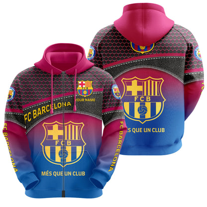 Personalized Barça Leather Pattern 3D All over Printed Hoodie and Sweatpants set