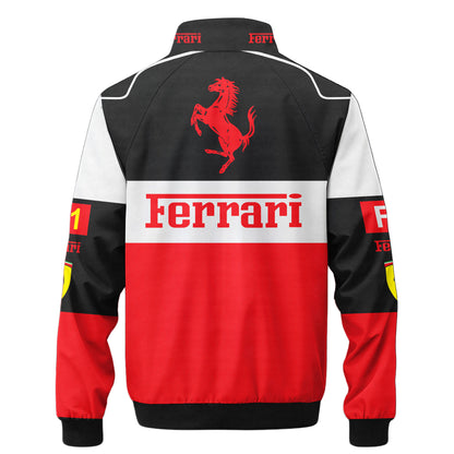 S.F F1 Team Vintage Zipper Stand Collar Jacket 3D