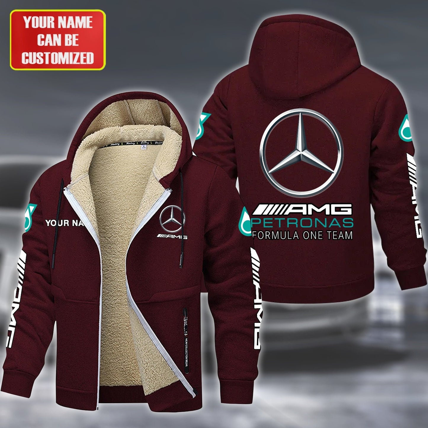 Personalized Merc AMG Petronas Fleece 3D Unisex Hooded Jacket