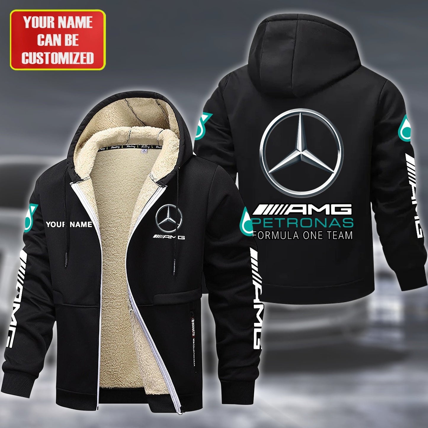 Personalized Merc AMG Petronas Fleece 3D Unisex Hooded Jacket