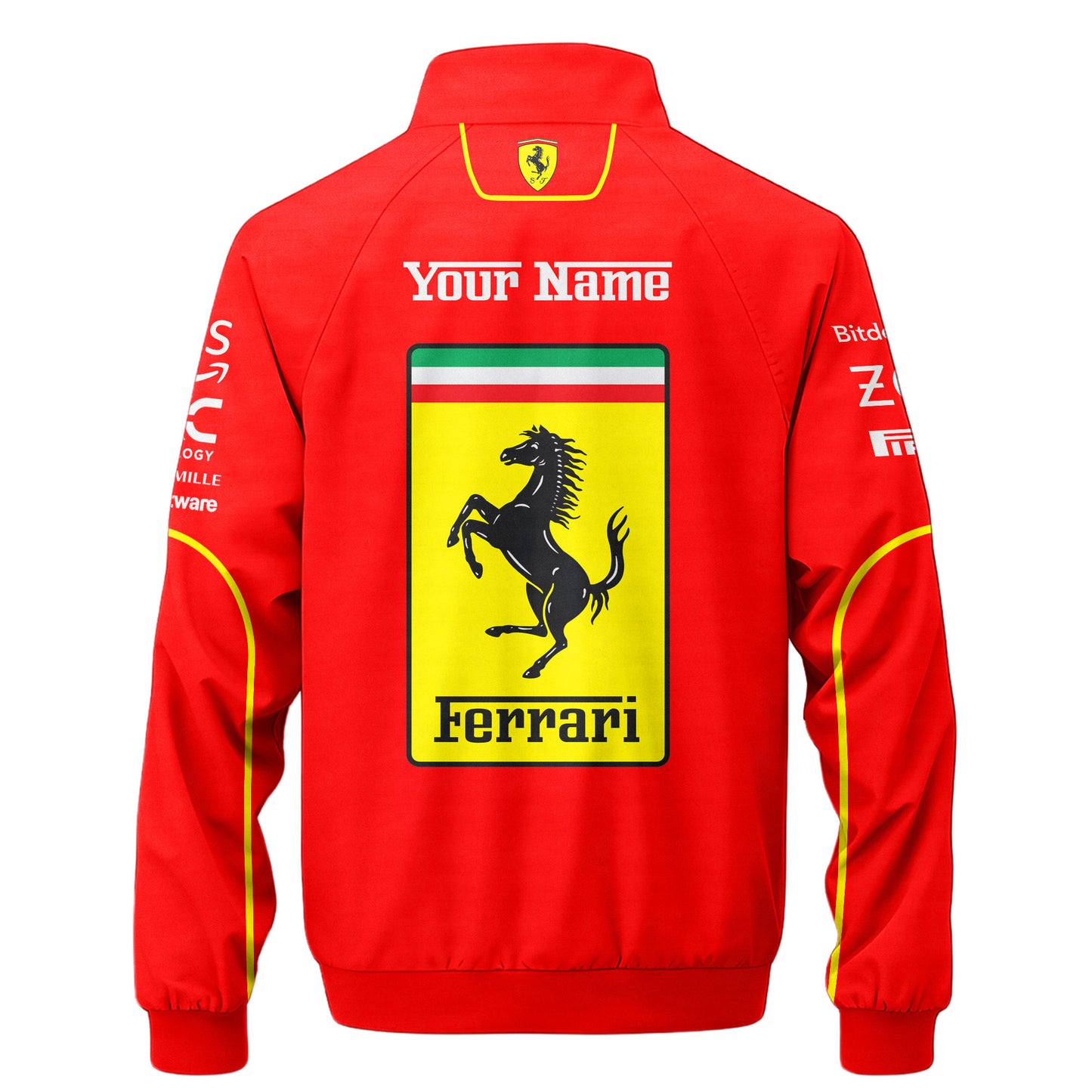 Personalized S.F F1 Team Zipper Stand Collar Jacket 3D