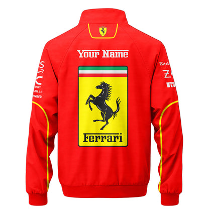 Personalized S.F F1 Team Zipper Stand Collar Jacket 3D