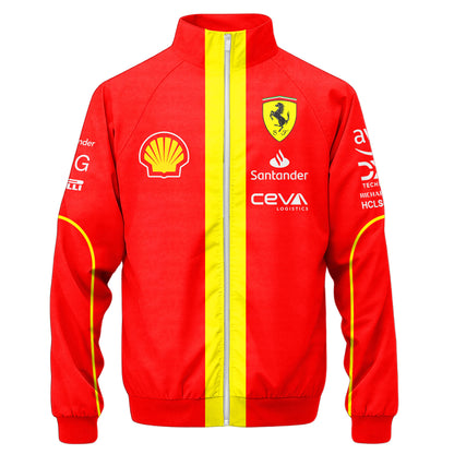 Personalized S.F F1 Team Zipper Stand Collar Jacket 3D
