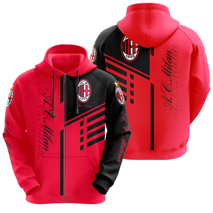 Personalized AC Milan 3D All over Printed Hoodie and Sweatpants set V8