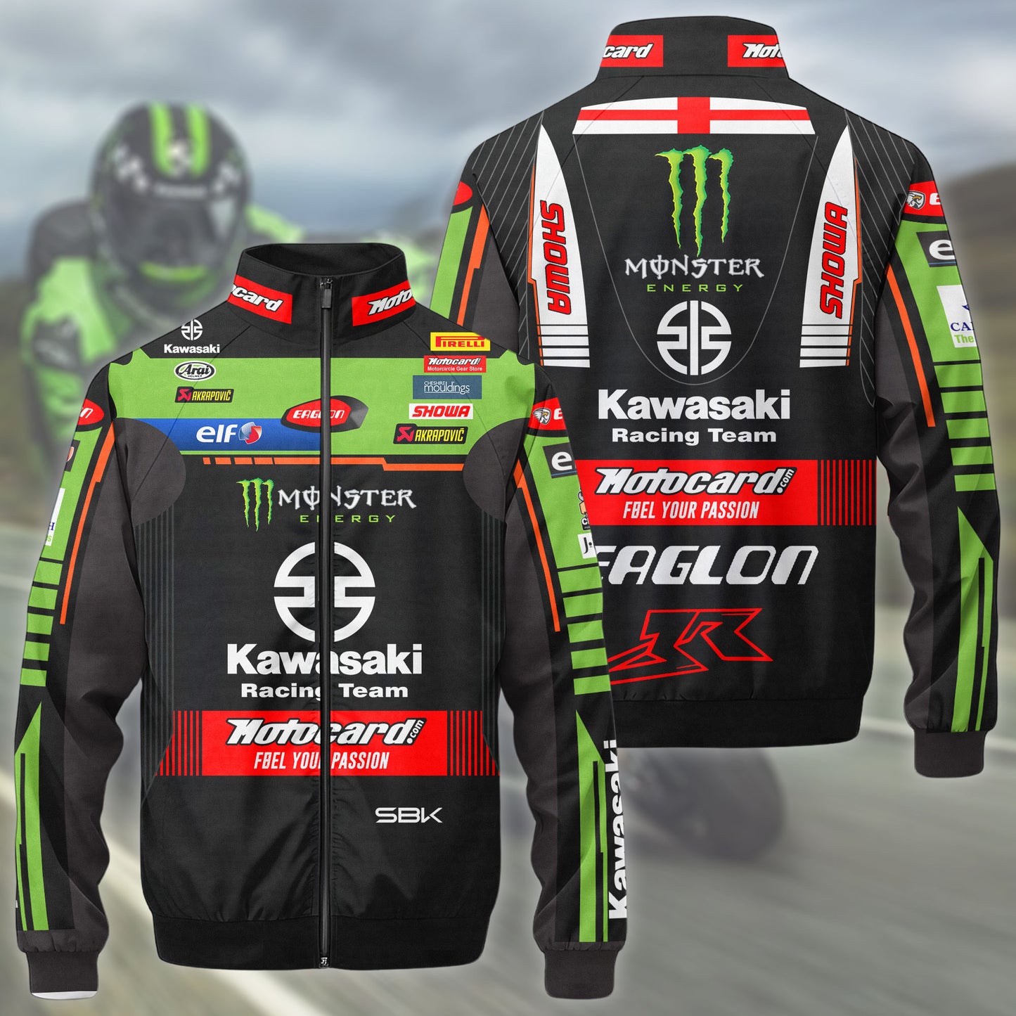 Kw Motor Racing Zipper Stand Collar Jacket 3D