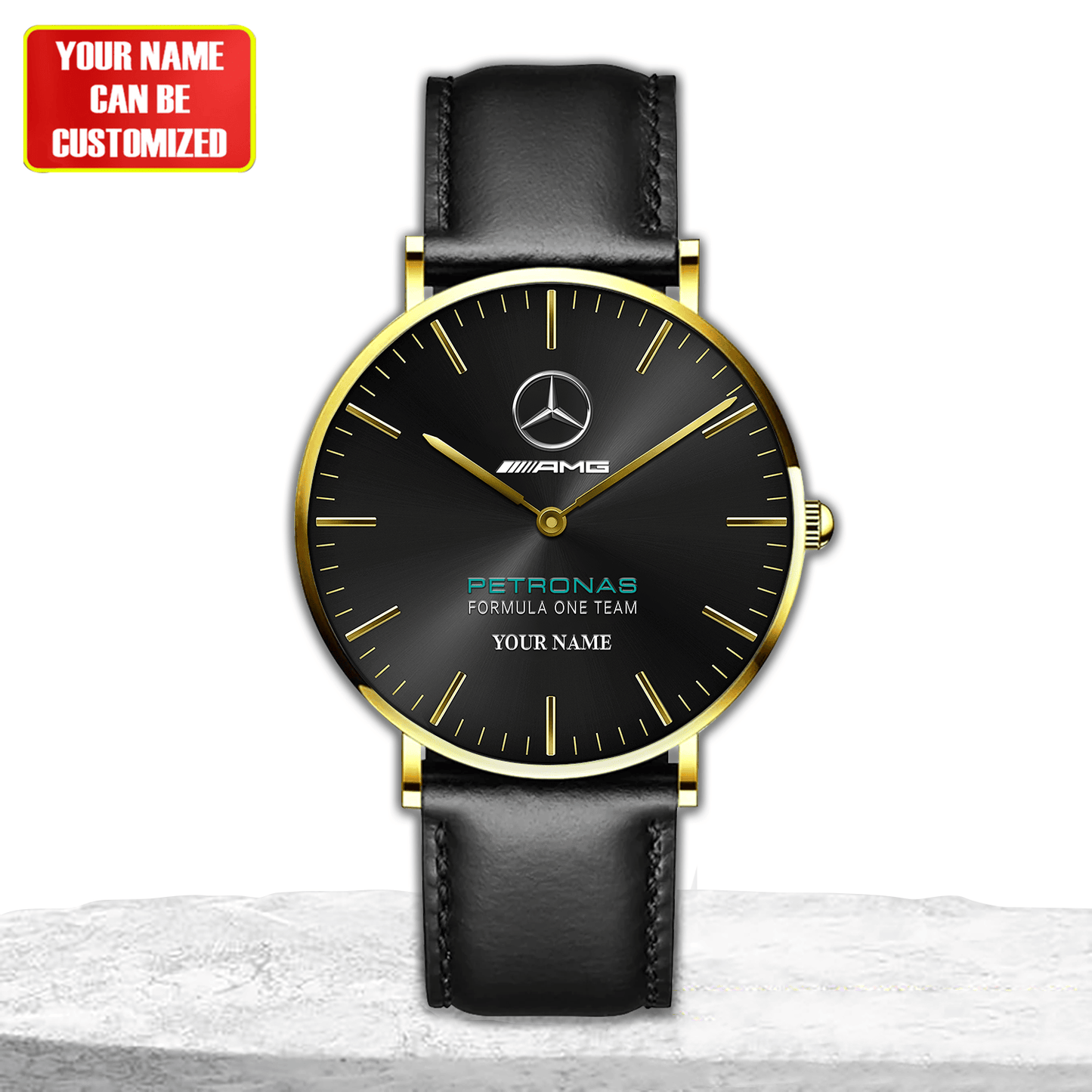Personalized Merc AMG Petronas Quartz Leather Watch