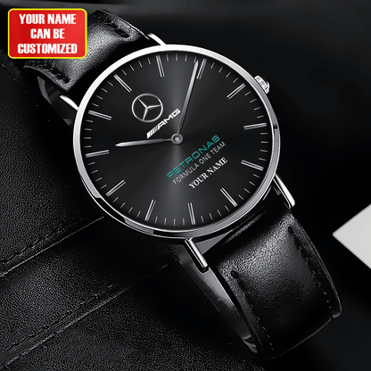 Personalized Merc AMG Petronas Quartz Leather Watch