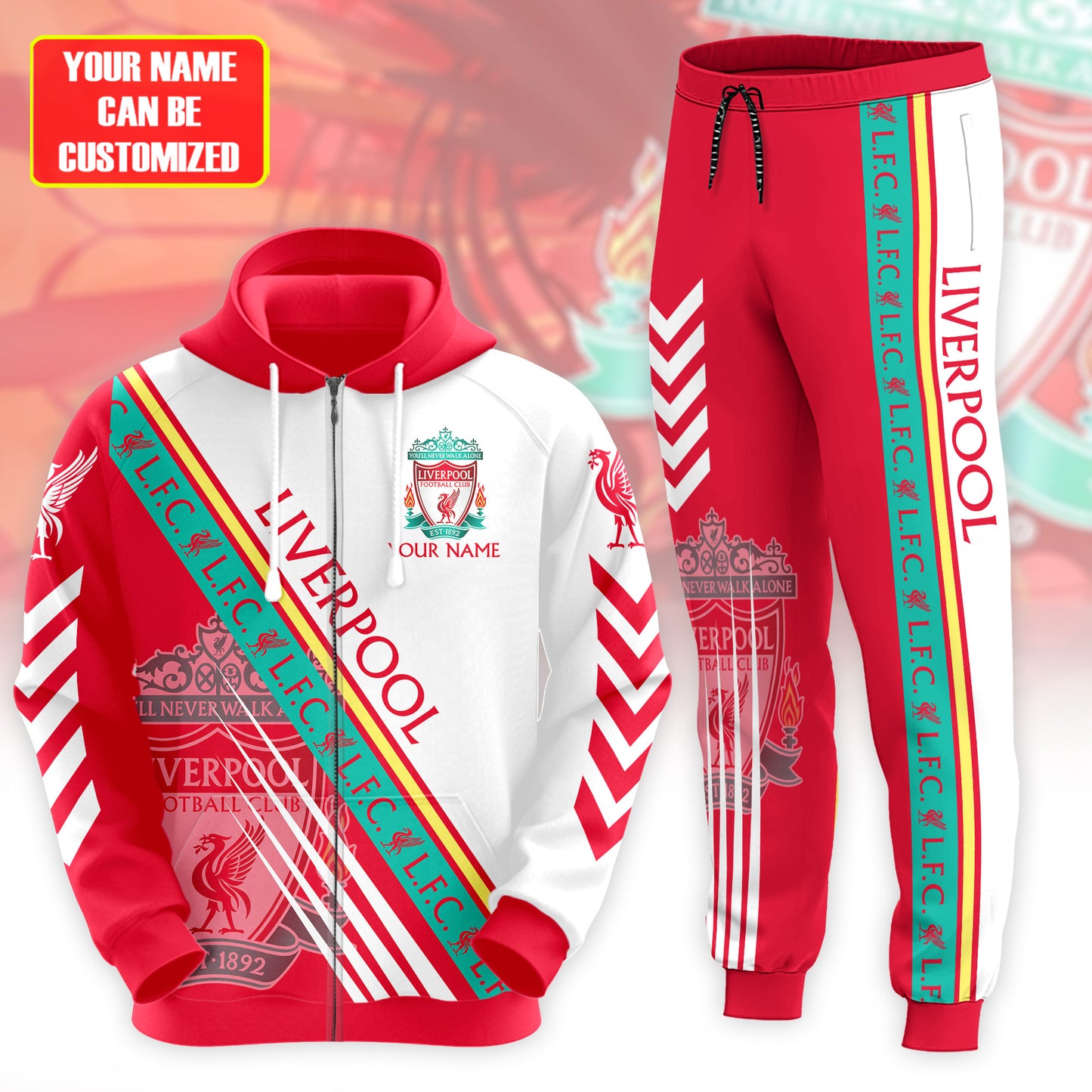 Personalized Liverpool Q14 3D All over Printed Hoodie and Sweatpants set