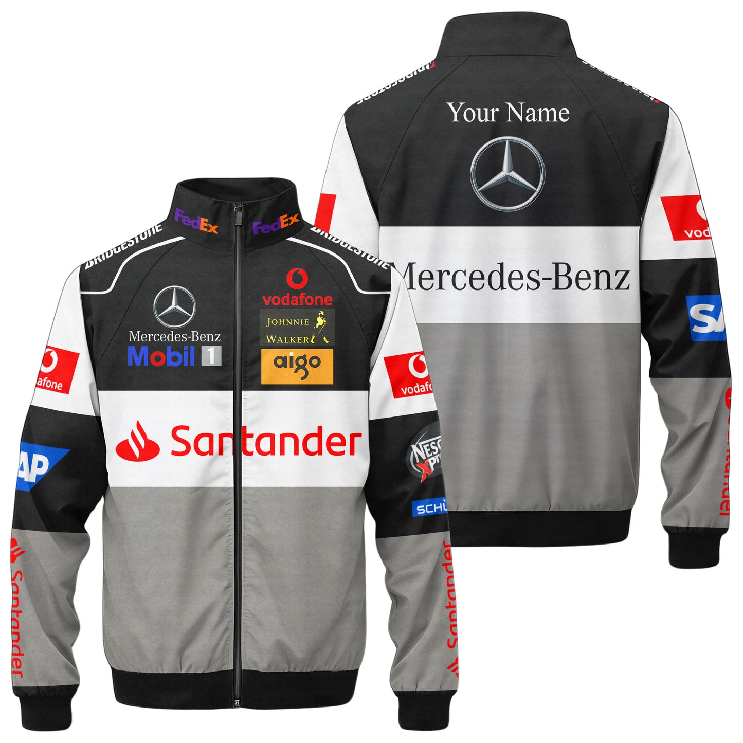 Merc F1 Racing Zipper Stand Collar Jacket 3D