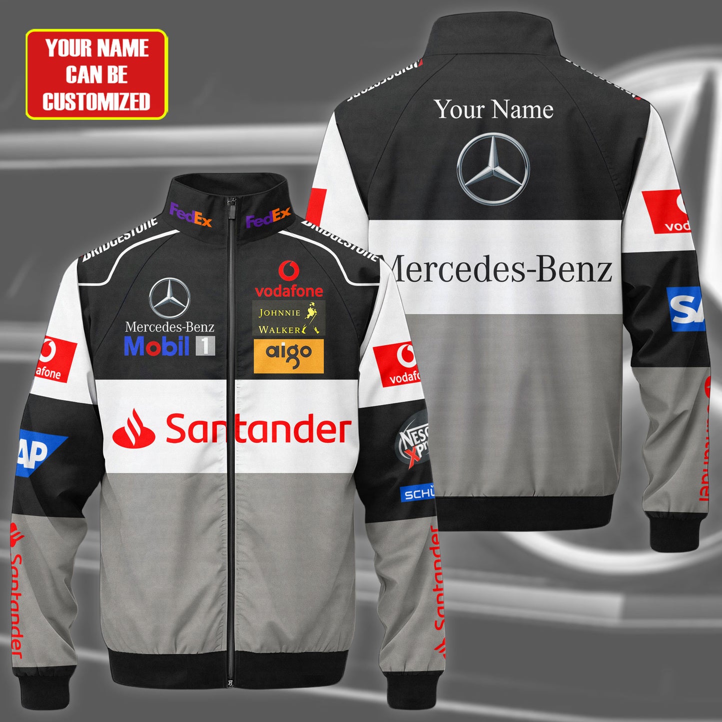 Merc F1 Racing Zipper Stand Collar Jacket 3D