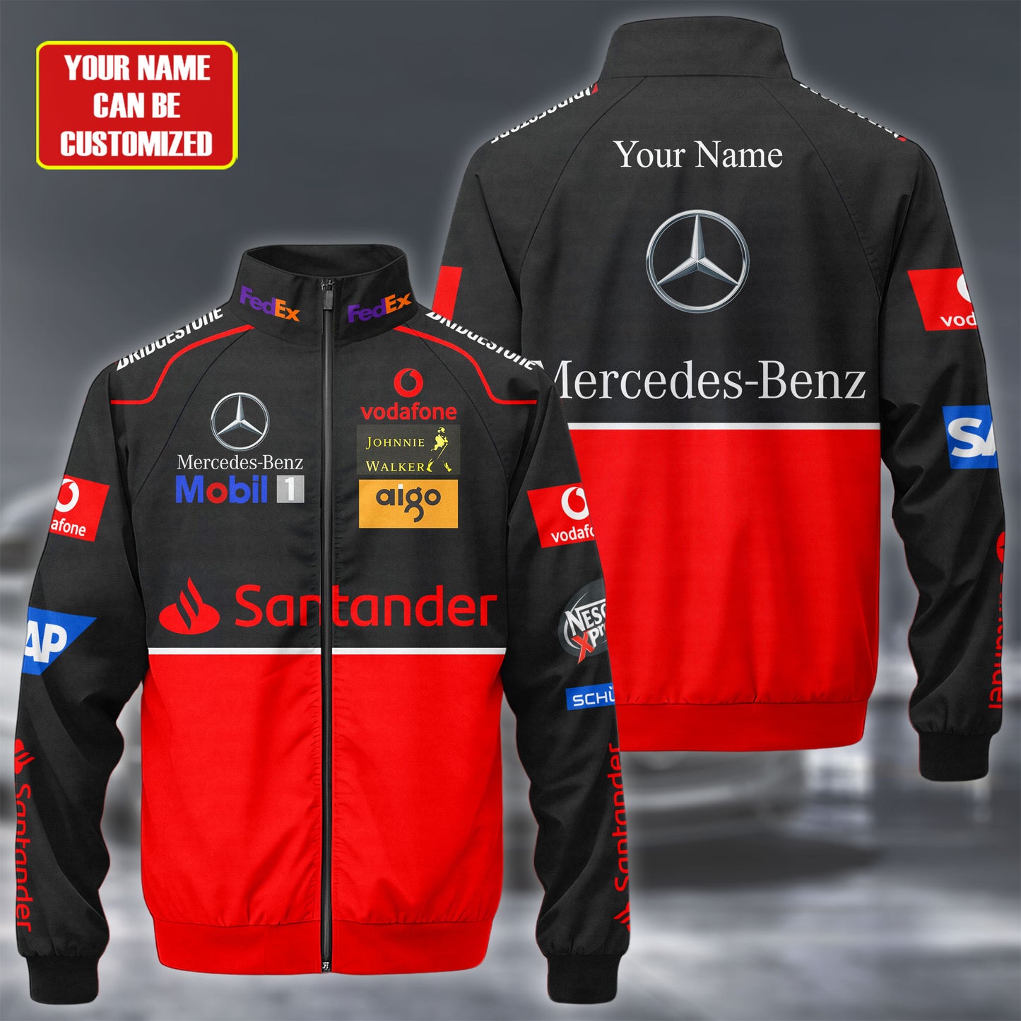 Merc F1 Racing Zipper Stand Collar Jacket 3D