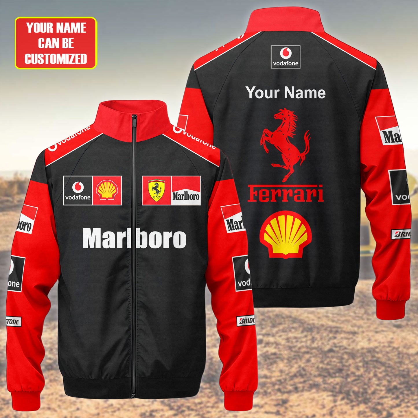 Personzlied SF Malboro Zipper Stand Collar Jacket 3D