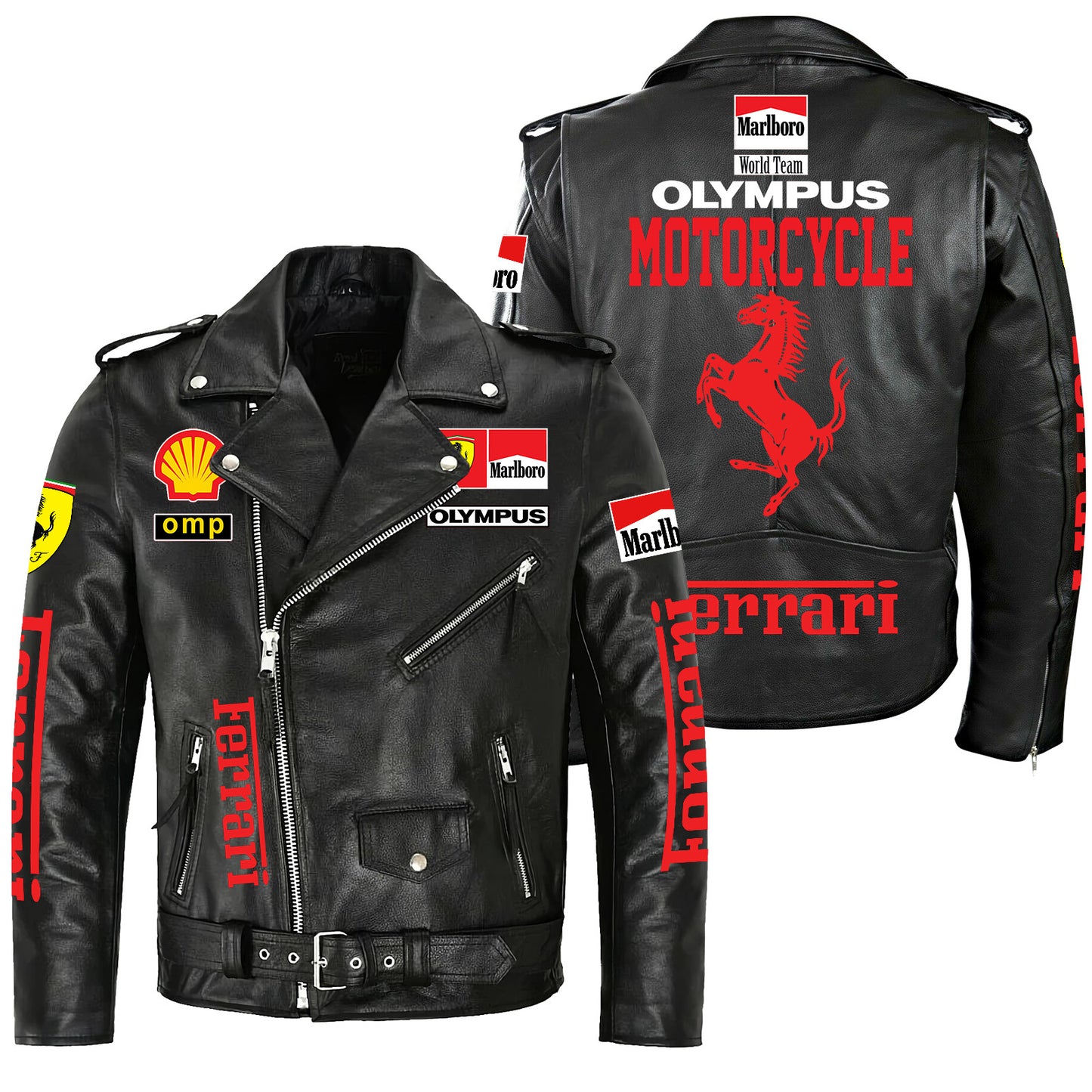 SF Racing Zipper Vintage Leather Jacket Q280203