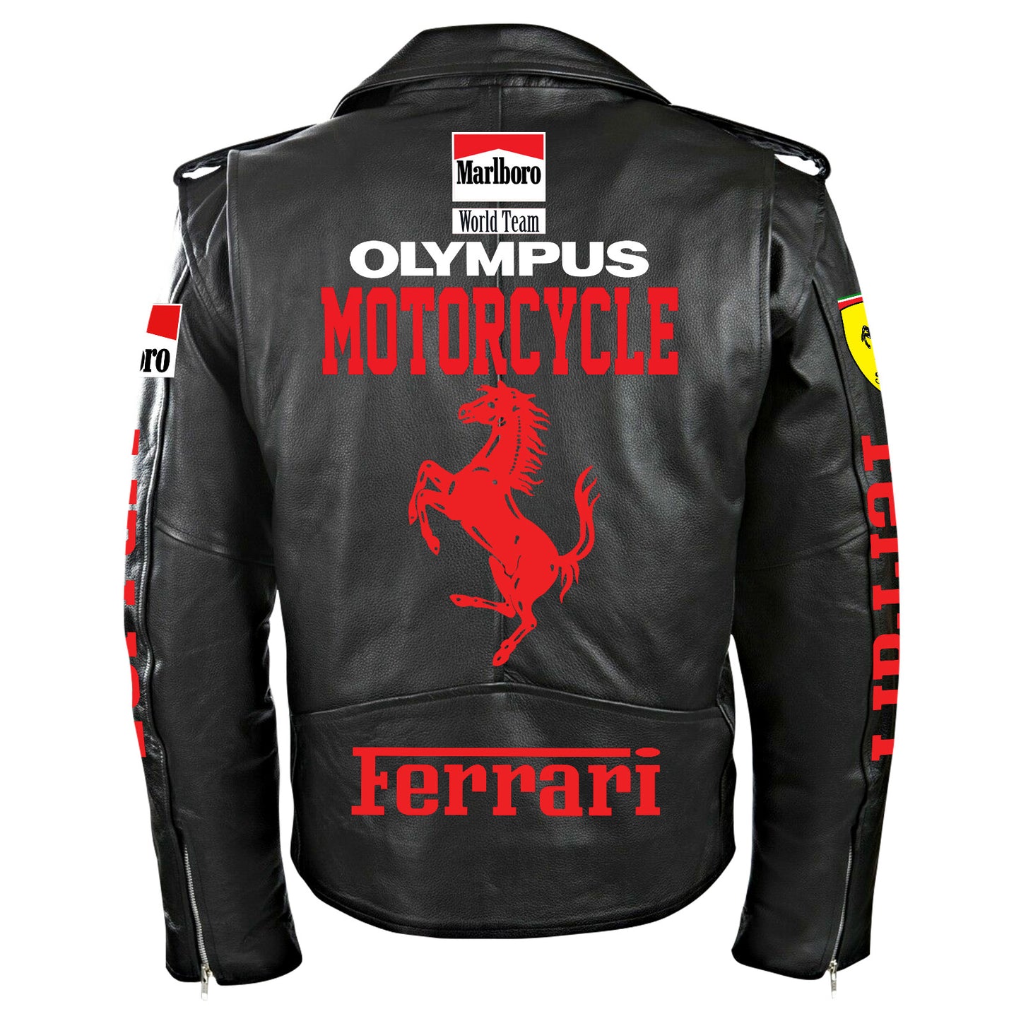 SF Racing Zipper Vintage Leather Jacket Q280203